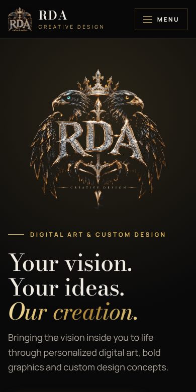 RDA Creative Design site on a phone